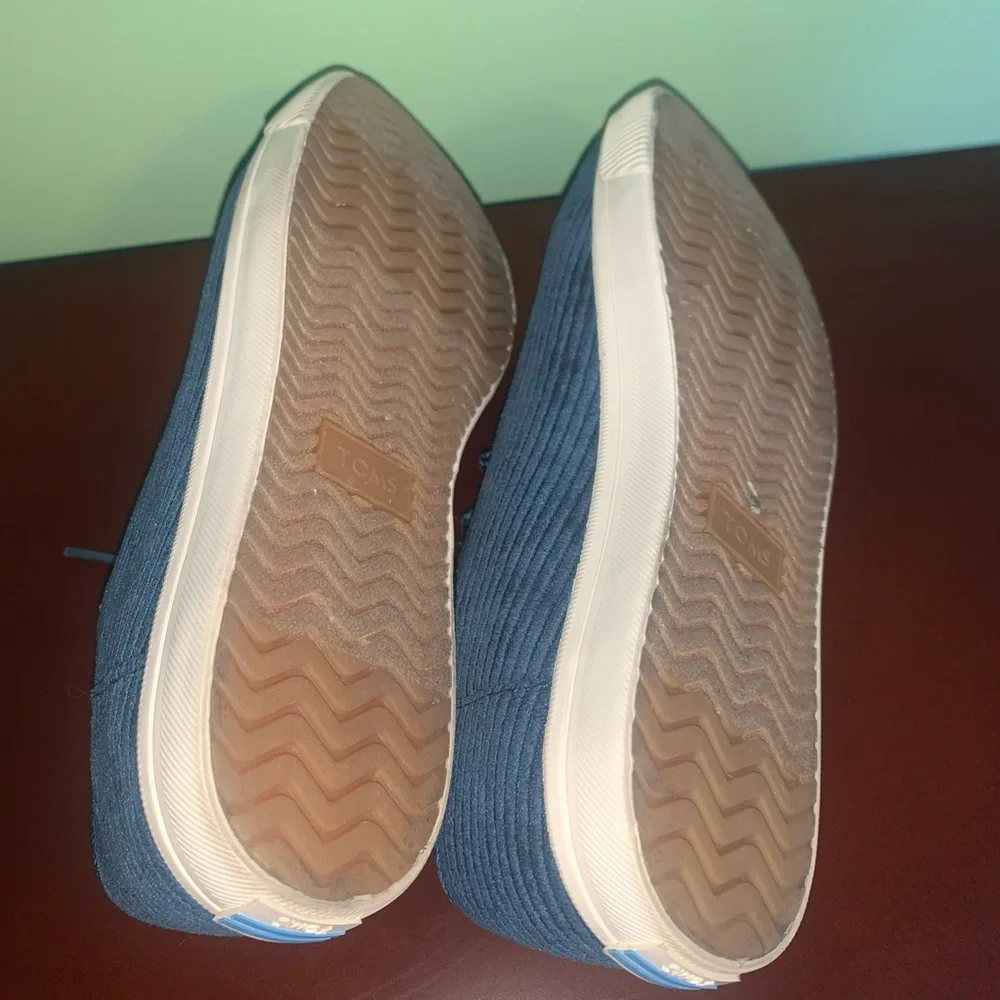 Tom's Teal Corduroy Comfort Sneakers Topanga Preppy Shoes Size 7.5 Velvet Blue